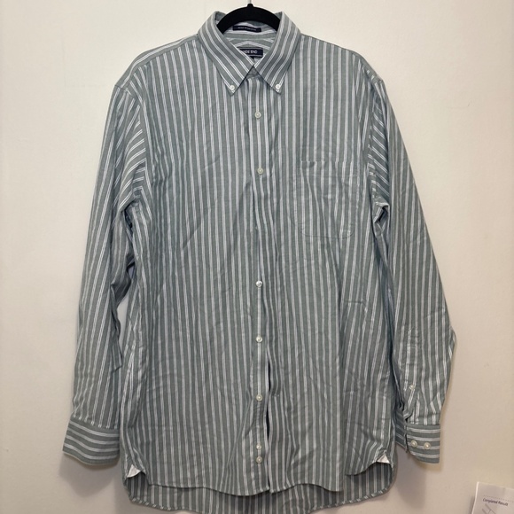 Lands End Supima Long Sleeve Size 16 1/2 Green Button Up - Picture 1 of 5